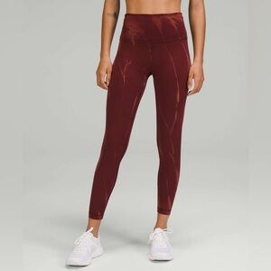 Lululemon Wunder Train High-Rise Tight 25" in Sun Bleached Wash Red Merlot Sz 8